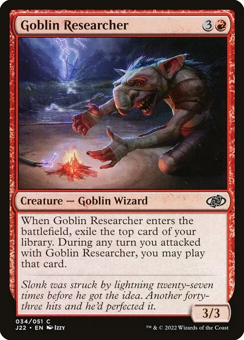 Goblin Researcher, carta Magic di tipo Creature — Goblin Wizard illustrata da Izzy
