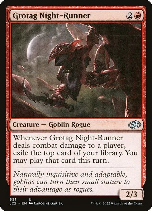 Grotag Night-Runner, carta Magic di tipo Creature — Goblin Rogue illustrata da Caroline Gariba