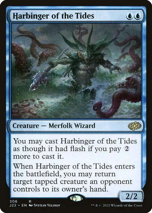 Harbinger of the Tides, carta Magic di tipo Creature — Merfolk Wizard illustrata da Svetlin Velinov