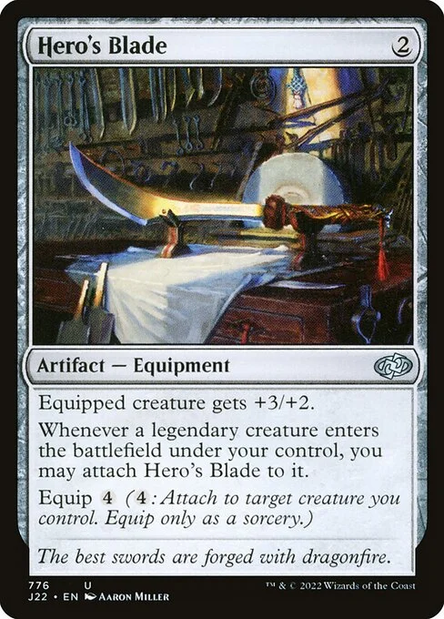 Hero's Blade, carta Magic di tipo Artifact — Equipment illustrata da Aaron Miller