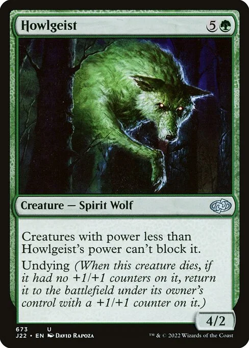 Howlgeist, carta Magic di tipo Creature — Spirit Wolf illustrata da David Rapoza