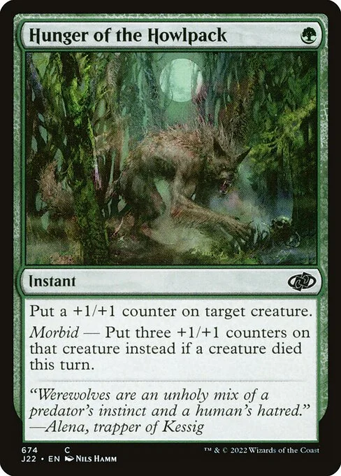 Hunger of the Howlpack, carta Magic di tipo Instant illustrata da Nils Hamm