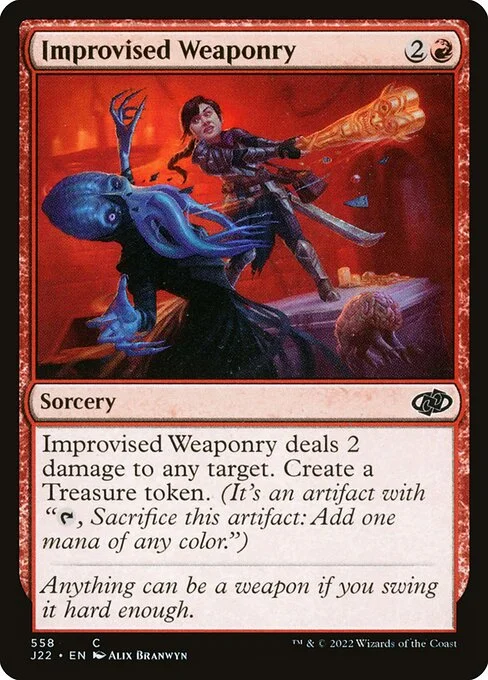Improvised Weaponry, carta Magic di tipo Sorcery illustrata da Alix Branwyn