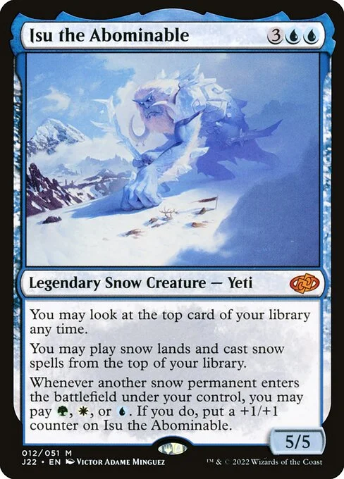Isu the Abominable, carta Magic di tipo Legendary Snow Creature — Yeti illustrata da Victor Adame Minguez