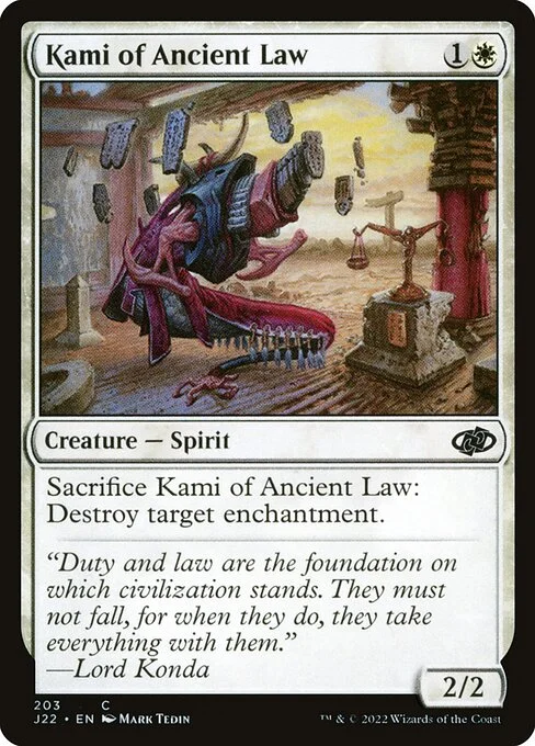 Kami of Ancient Law, carta Magic di tipo Creature — Spirit illustrata da Mark Tedin