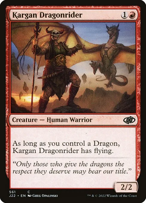 Kargan Dragonrider, carta Magic di tipo Creature — Human Warrior illustrata da Greg Opalinski