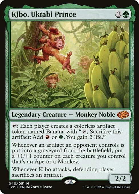 Kibo, Uktabi Prince, carta Magic di tipo Legendary Creature — Monkey Noble illustrata da Zoltan Boros