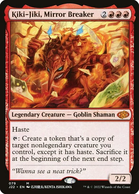 Kiki-Jiki, Mirror Breaker, carta Magic di tipo Legendary Creature — Goblin Shaman illustrata da Ishikawa Kenta