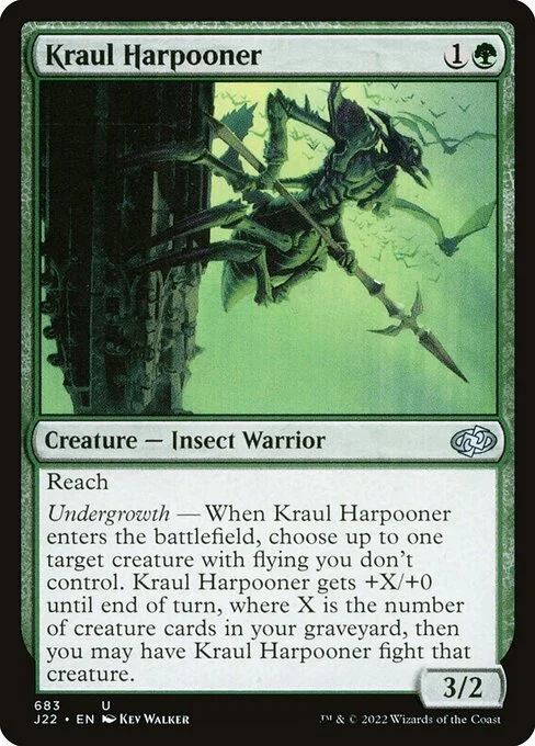 Kraul Harpooner, carta Magic di tipo Creature — Insect Warrior illustrata da Kev Walker