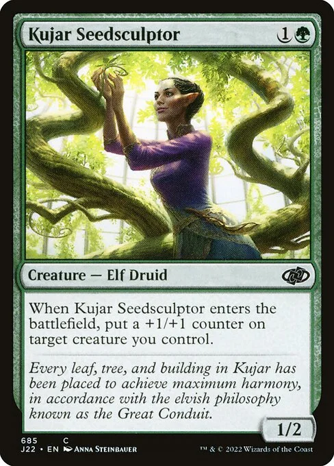 Kujar Seedsculptor, carta Magic di tipo Creature — Elf Druid illustrata da Anna Steinbauer