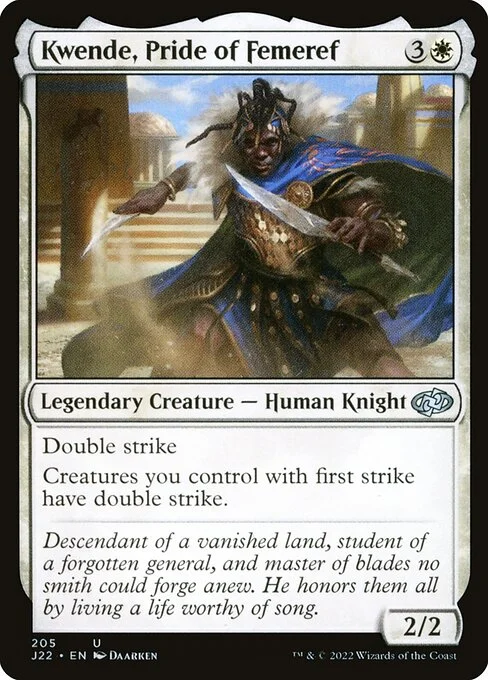 Kwende, Pride of Femeref, carta Magic di tipo Legendary Creature — Human Knight illustrata da Daarken