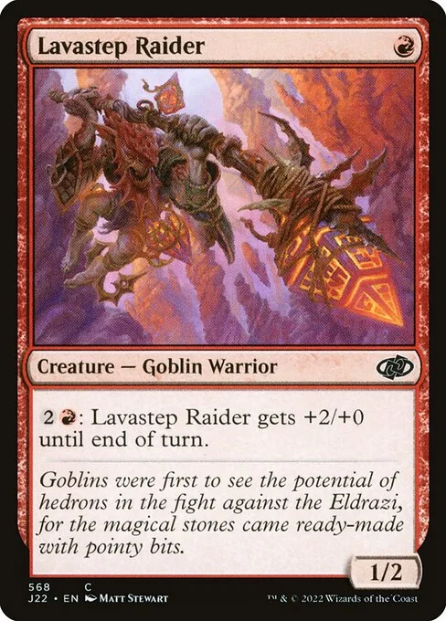 Lavastep Raider, carta Magic di tipo Creature — Goblin Warrior illustrata da Matt Stewart