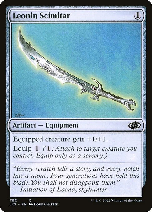 Leonin Scimitar, carta Magic di tipo Artifact — Equipment illustrata da Doug Chaffee