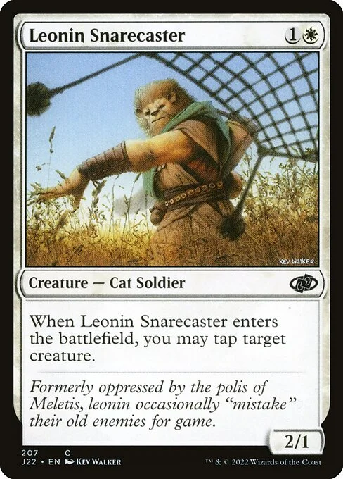 Leonin Snarecaster, carta Magic di tipo Creature — Cat Soldier illustrata da Kev Walker