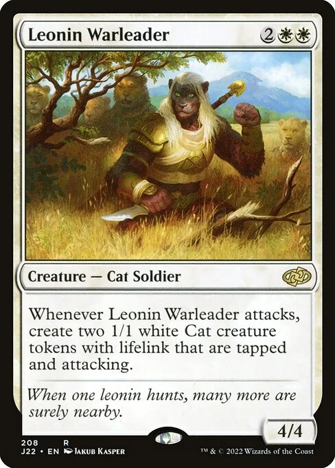 Leonin Warleader, carta Magic di tipo Creature — Cat Soldier illustrata da Jakub Kasper