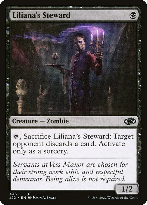 Liliana's Steward, carta Magic di tipo Creature — Zombie illustrata da Jason A. Engle