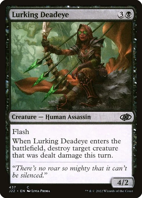 Lurking Deadeye, carta Magic di tipo Creature — Human Assassin illustrata da Livia Prima
