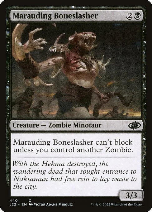 Marauding Boneslasher, carta Magic di tipo Creature — Zombie Minotaur illustrata da Victor Adame Minguez