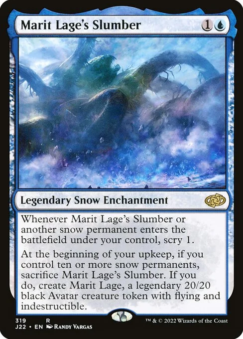 Marit Lage's Slumber, carta Magic di tipo Legendary Snow Enchantment illustrata da Randy Vargas