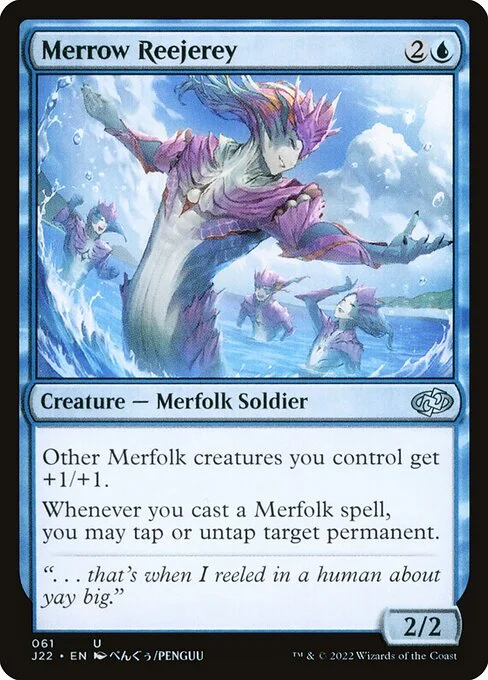 Merrow Reejerey, carta Magic di tipo Creature — Merfolk Soldier illustrata da Penguu