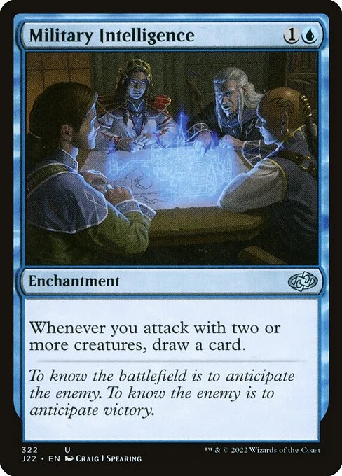 Military Intelligence, carta Magic di tipo Enchantment illustrata da Craig J Spearing