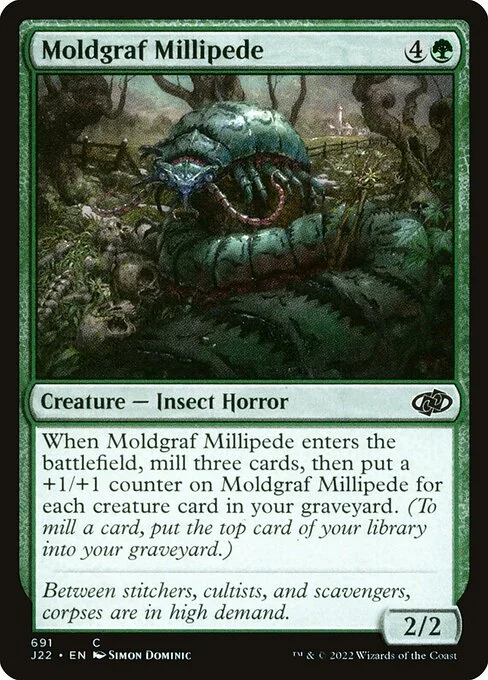 Moldgraf Millipede, carta Magic di tipo Creature — Insect Horror illustrata da Simon Dominic