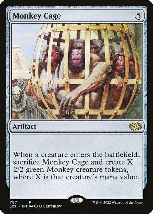 Monkey Cage, carta Magic di tipo Artifact illustrata da Carl Critchlow