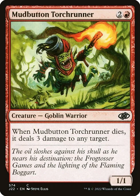 Mudbutton Torchrunner, carta Magic di tipo Creature — Goblin Warrior illustrata da Steve Ellis