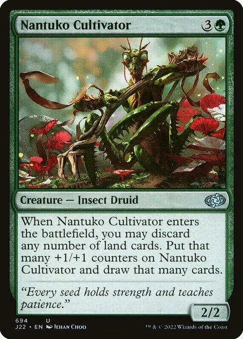 Nantuko Cultivator, carta Magic di tipo Creature — Insect Druid illustrata da Jehan Choo