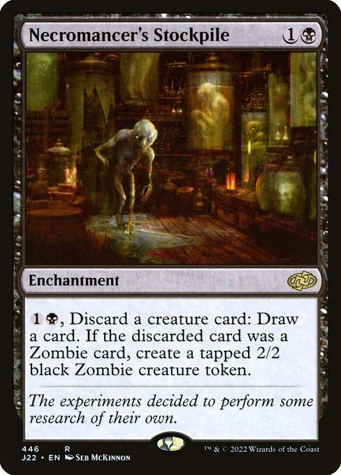 Necromancer's Stockpile, carta Magic di tipo Enchantment illustrata da Seb McKinnon