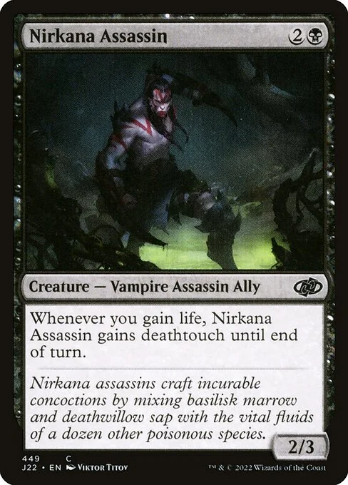 Nirkana Assassin, carta Magic di tipo Creature — Vampire Assassin Ally illustrata da Viktor Titov