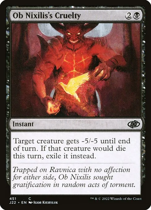 Ob Nixilis's Cruelty, carta Magic di tipo Instant illustrata da Igor Kieryluk