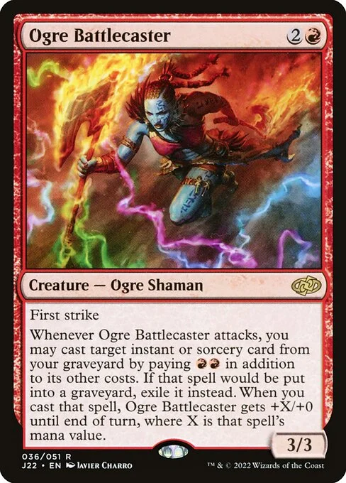 Ogre Battlecaster, carta Magic di tipo Creature — Ogre Shaman illustrata da Javier Charro