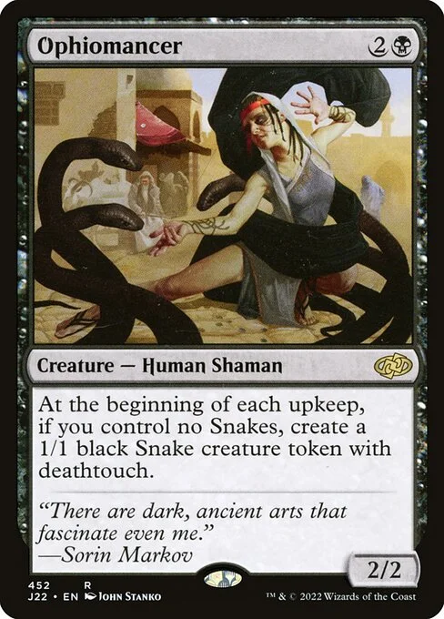 Ophiomancer, carta Magic di tipo Creature — Human Shaman illustrata da John Stanko