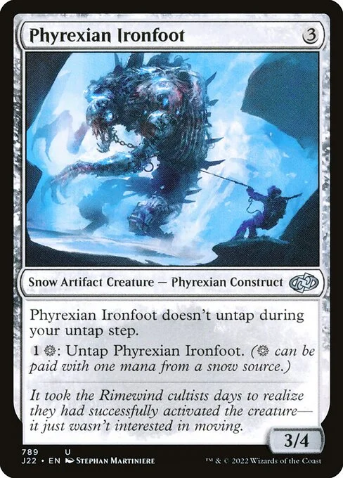 Phyrexian Ironfoot, carta Magic di tipo Snow Artifact Creature — Phyrexian Construct illustrata da Stephan Martiniere