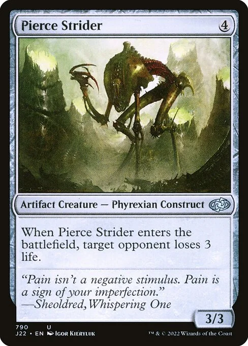 Pierce Strider, carta Magic di tipo Artifact Creature — Phyrexian Construct illustrata da Igor Kieryluk