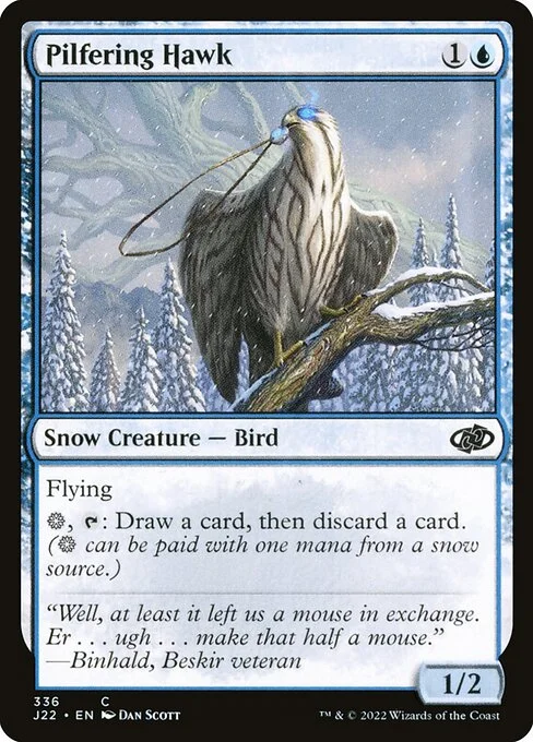 Pilfering Hawk, carta Magic di tipo Snow Creature — Bird illustrata da Dan Murayama Scott