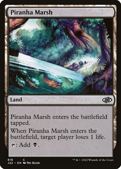 Piranha Marsh, carta Magic di tipo Land illustrata da Nic Klein