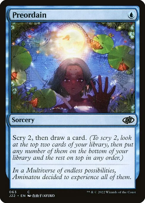 Preordain, carta Magic di tipo Sorcery illustrata da Ayuko
