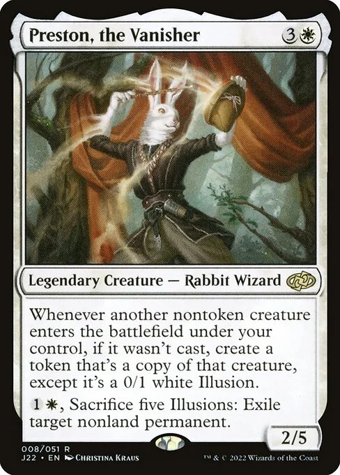 Preston, the Vanisher, carta Magic di tipo Legendary Creature — Rabbit Wizard illustrata da Christina Kraus