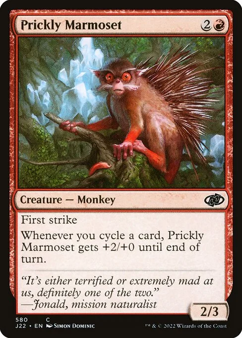 Prickly Marmoset, carta Magic di tipo Creature — Monkey illustrata da Simon Dominic