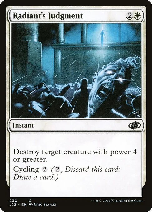 Radiant's Judgment, carta Magic di tipo Instant illustrata da Greg Staples