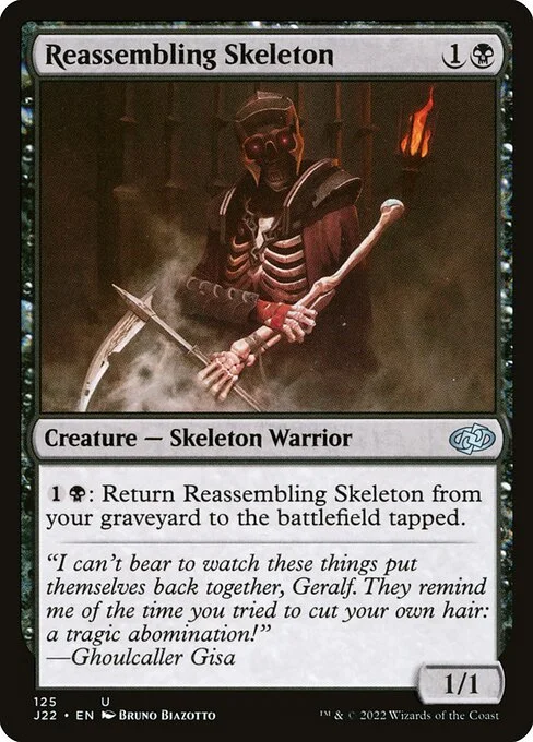 Reassembling Skeleton, carta Magic di tipo Creature — Skeleton Warrior illustrata da Bruno Biazotto