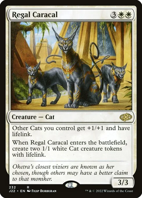 Regal Caracal, carta Magic di tipo Creature — Cat illustrata da Filip Burburan
