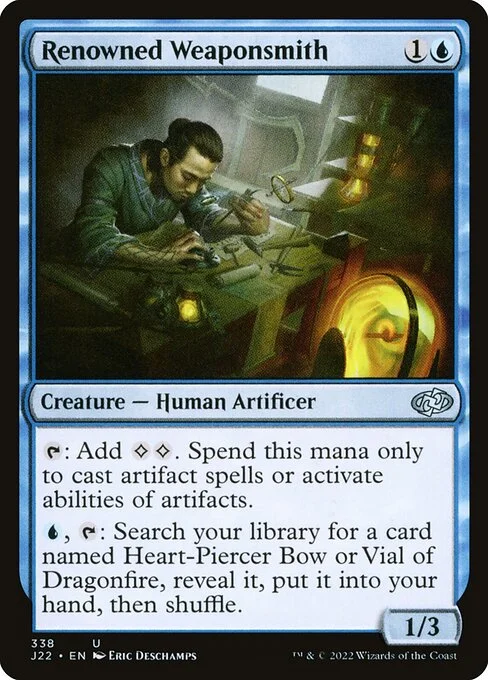 Renowned Weaponsmith, carta Magic di tipo Creature — Human Artificer illustrata da Eric Deschamps