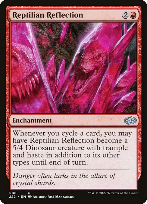 Reptilian Reflection, carta Magic di tipo Enchantment illustrata da Antonio José Manzanedo