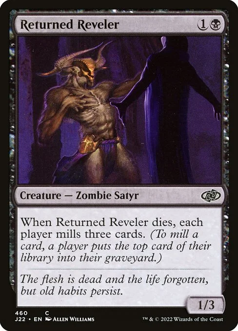 Returned Reveler, carta Magic di tipo Creature — Zombie Satyr illustrata da Allen Williams
