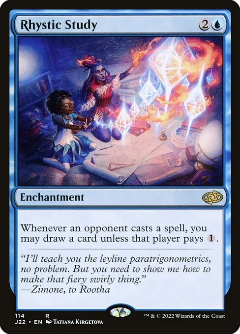 Rhystic Study, carta Magic di tipo Enchantment illustrata da Tatiana Kirgetova