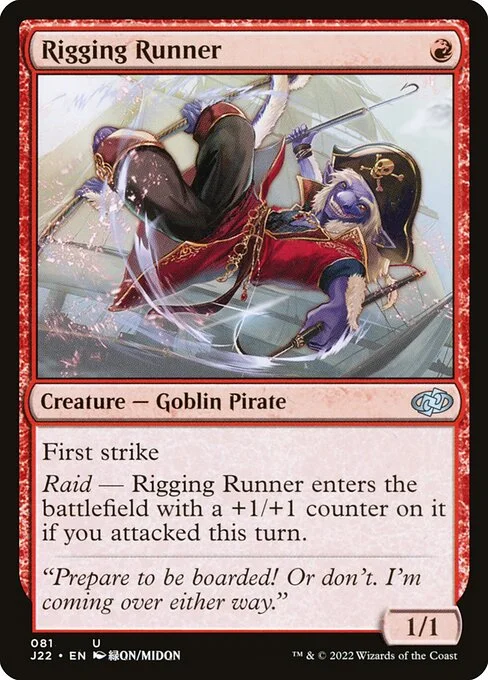 Rigging Runner, carta Magic di tipo Creature — Goblin Pirate illustrata da MiDQN