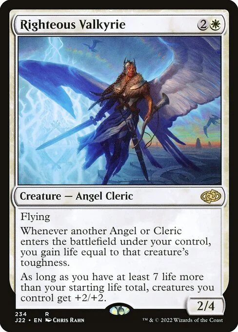 Righteous Valkyrie, carta Magic di tipo Creature — Angel Cleric illustrata da Chris Rahn